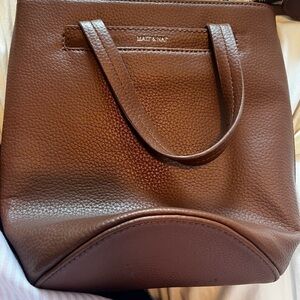 Matt & Nat Vegan Leather Crossbody Bucket Bag - Chestnut
